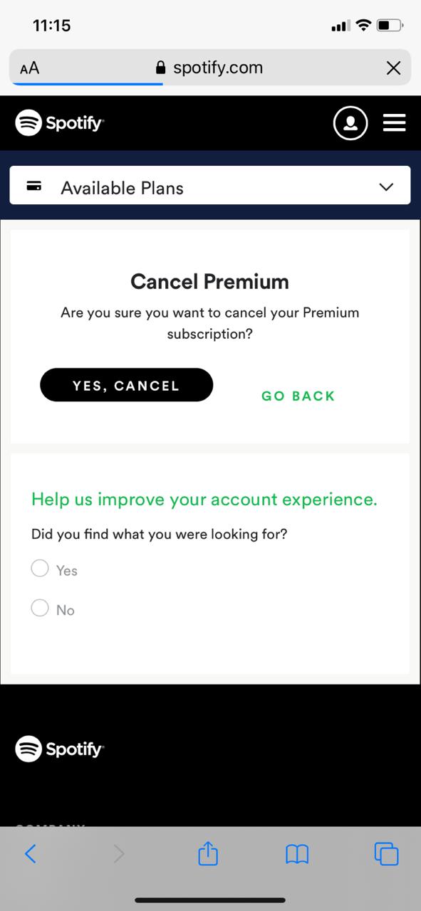 how to cancel spotify on iphone