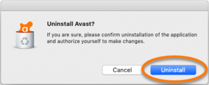 how to uninstall avast mac from top bar