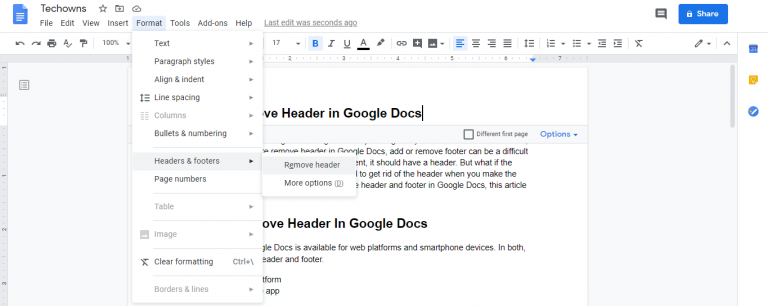 how-to-remove-header-in-google-docs-on-web-app-techowns