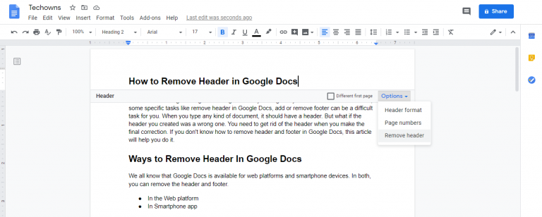 how-to-remove-header-in-google-docs-on-web-app-techowns