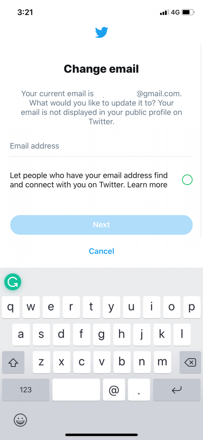 how to change twitter email