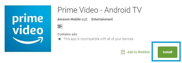 Install Amazon Prime Video on Android TV