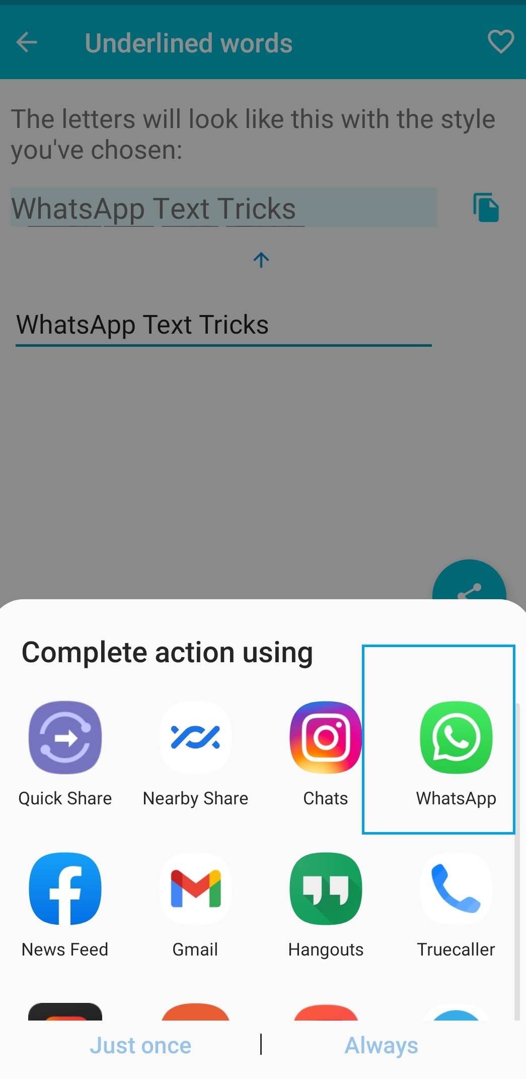 open whatsapp and text