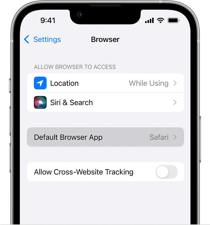 change iphone browser to safari