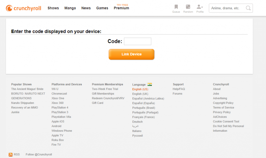 Www Crunchyroll Com Activate Code How to Activate Crunchyroll App on Your TV - TechOwns
