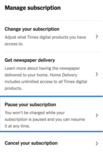 cancel nytimes subscription google