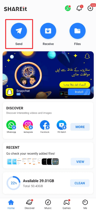 Download SHAREit on both mobile devices
